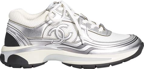 Chanel cc white silver sneakers